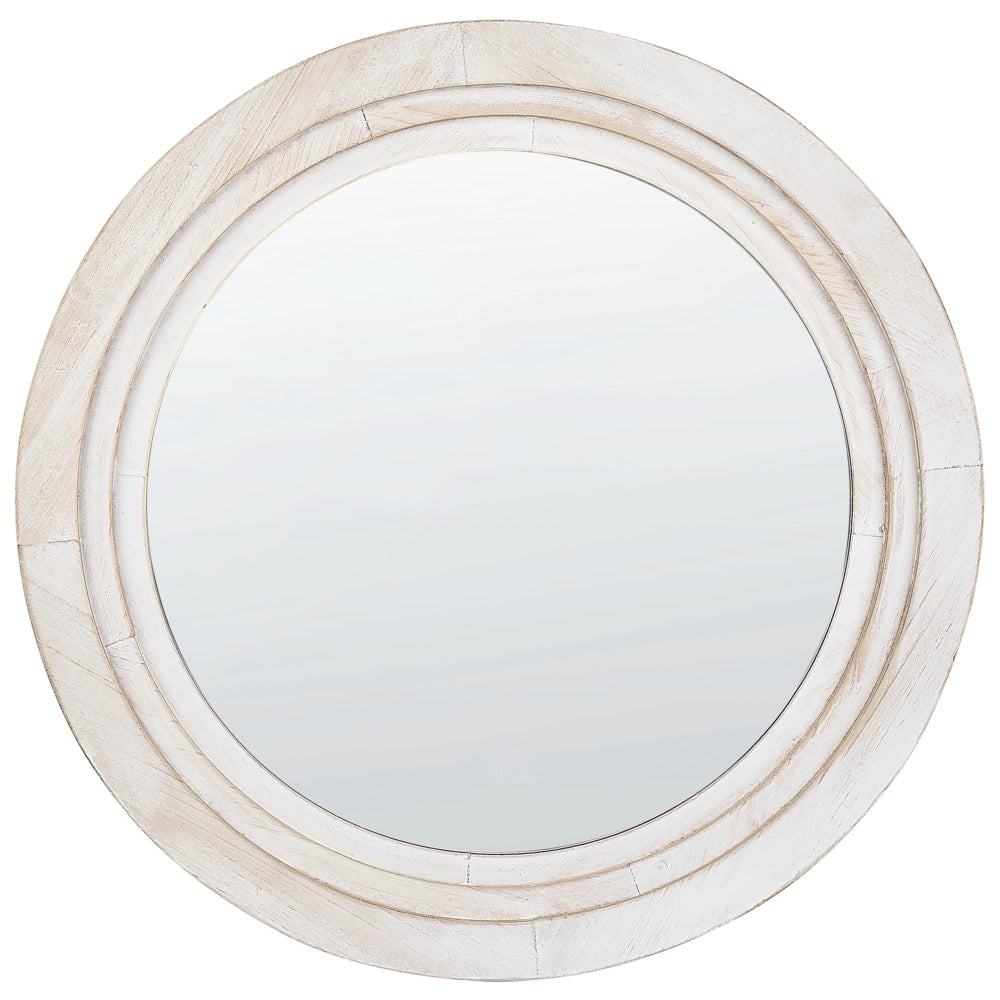 Specchio da parete MDF bianco sporco ø 60 cm Rotondo Decorativo Fatto a mano Pezzo d'arredo Stile scandinavo