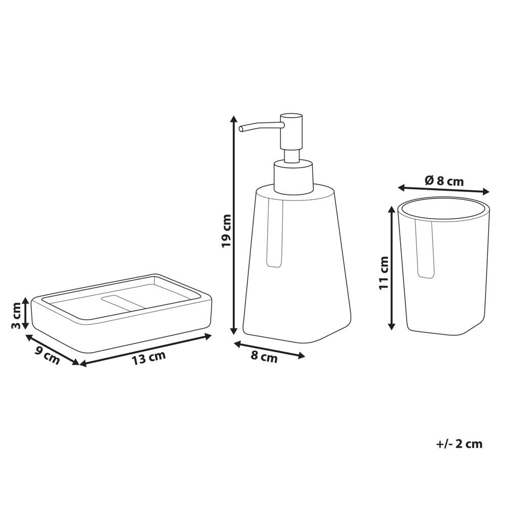 Set di 3 Accessori Bagno in Ceramica Nero dispenser sapone porta sapone portaspazzolini