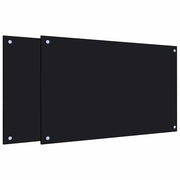 Set di 2 paraschizzi da cucina 80 x 50 cm pratici paraspruzzi design elegante in vetro temperato nero 02_0055742
