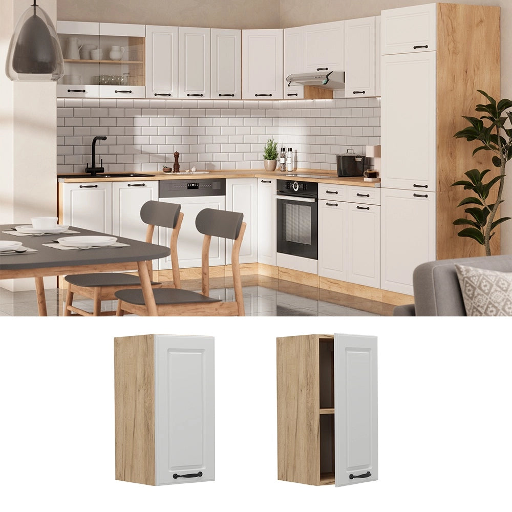 Pensile da cucina R-Line Bianco rustico/Rovere dorato 30 cm Vicco