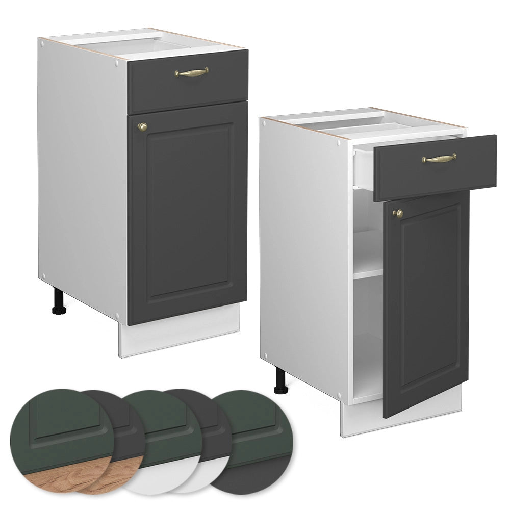 Vicco Mobiletto base per cucina Antracite-oro 40 cm senza piano di lavoro