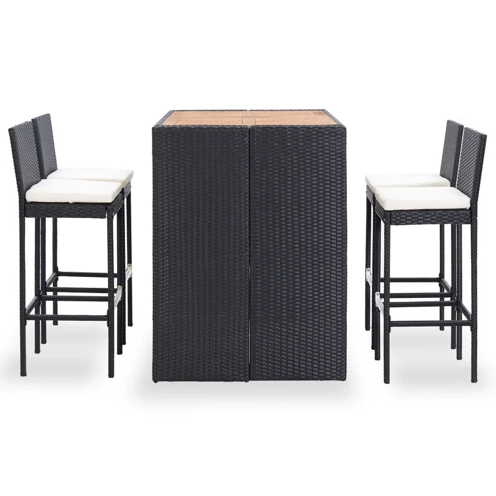 Set da Bar da Giardino 5 pz Polyrattan e Legno di Acacia Nero 49564