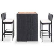 Set da Bar da Giardino 5 pz Polyrattan e Legno di Acacia Nero 49564