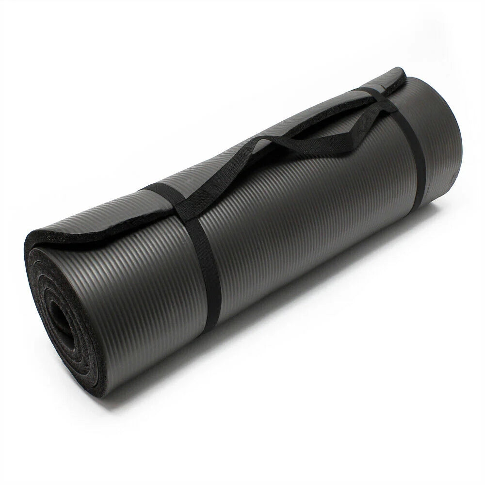 Tappetino yoga 190 x 100 x 1,5 cm fisio fitness aerobica palestra antiscivolo extra spesso nero 16_0001548