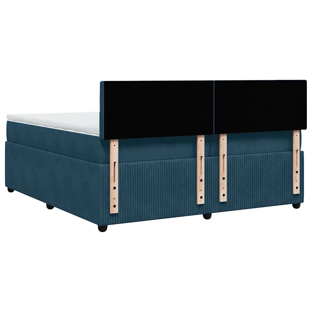 Giroletto a Molle con Materasso Blu 200x200 cm in Velluto