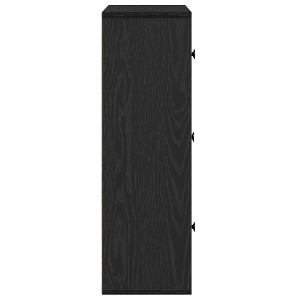 Libreria-Scaffale per Libri-Mobile di Stoccaggio Rovere Nero 60x24x76,5 cm in Legno Multistrato