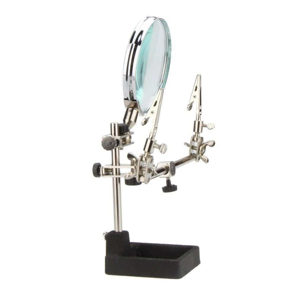 Trade Shop - Lente Ingrandimento Con Pinze Da Tavolo Tool Riparazioni Saldature Orientabile -