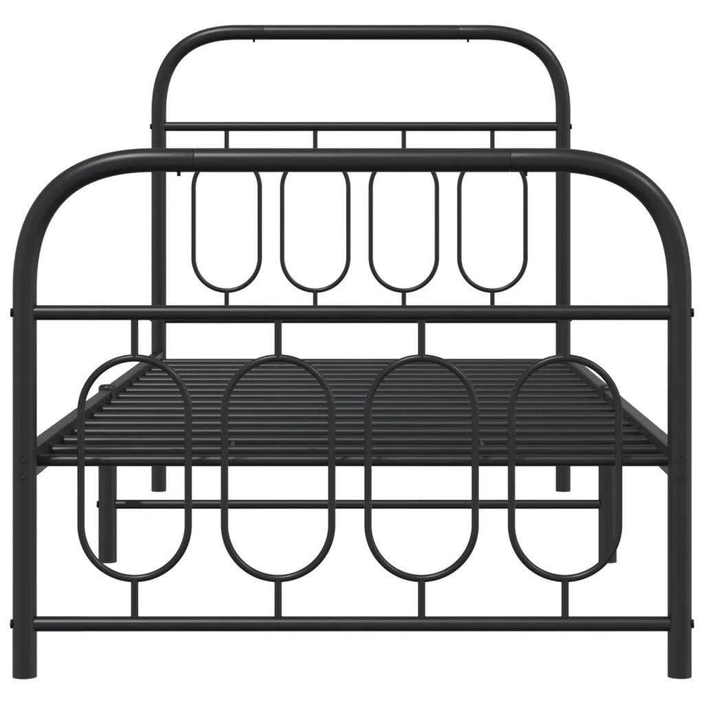 Giroletto con Testiera e Pediera Metallo Nero 90x200 cm 377128