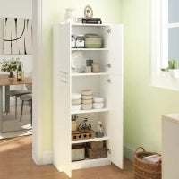 Armadio Multiuso a 4 Ante con Mensole Regolabili in MDF, 59x31x155cm, Bianco