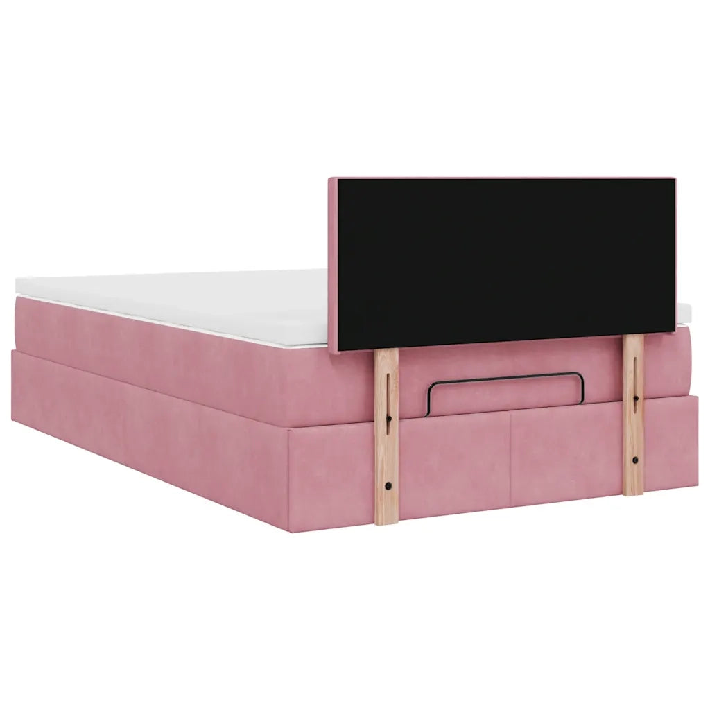 Struttura Letto Pouf con Materasso Rosa 120x200 cm Velluto 3312547