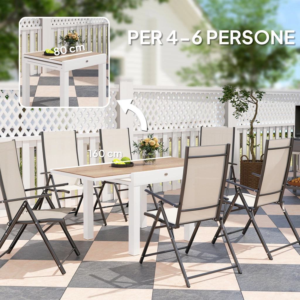 Tavolo da Pranzo Allungabile per Giardino ¨C zephmum ¨C Bianco 80-160 cm