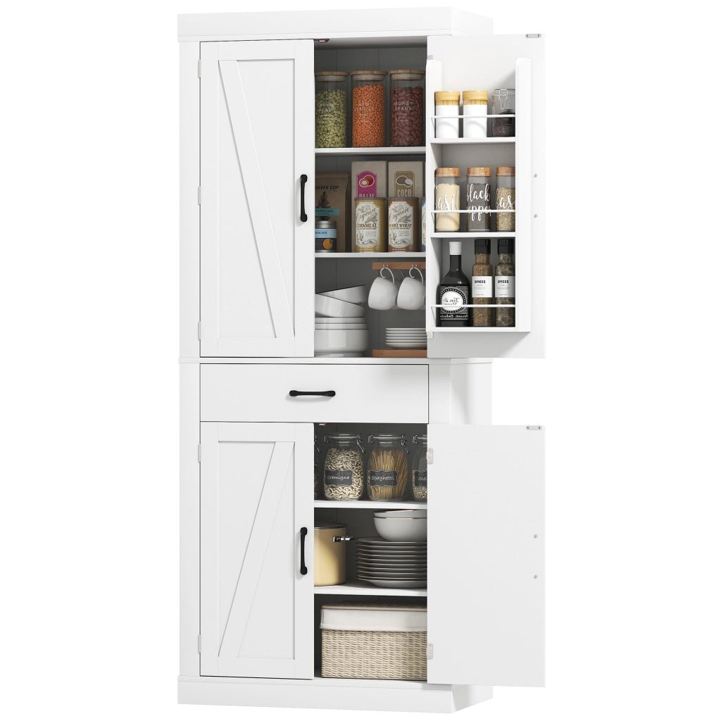 Mobile Cucina Country ¨C Xylo ¨C 2 ante, 6 ripiani, cassetto, legno bianco 76x39.5x183.5 cm
