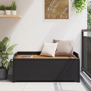 Panca da Giardino con Vano Portaoggetti-Sgabello-Panca da esterno con Contenitore 120 cm Polyrattan Nera