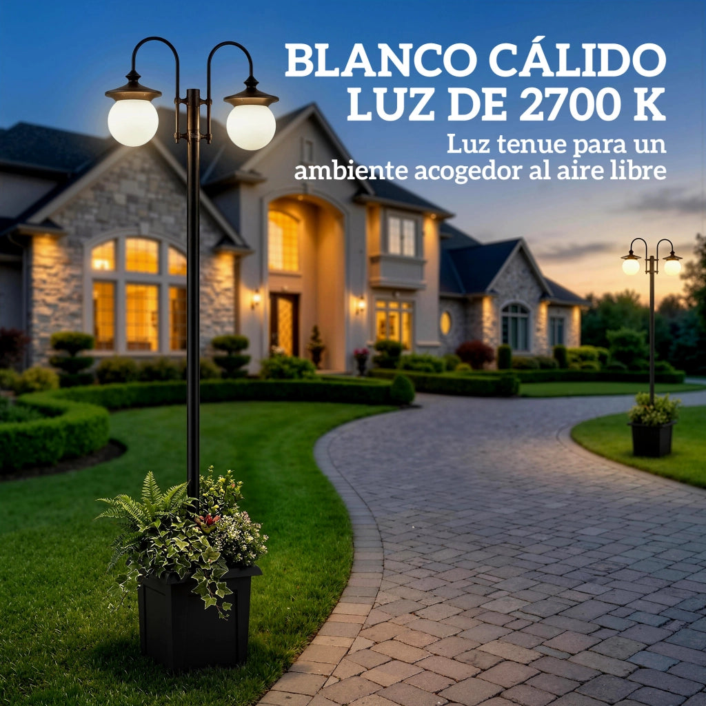 Lampada Solare da Giardino con Vaso ¨C zephmum ¨C 2 Luci IP44 Regolabile