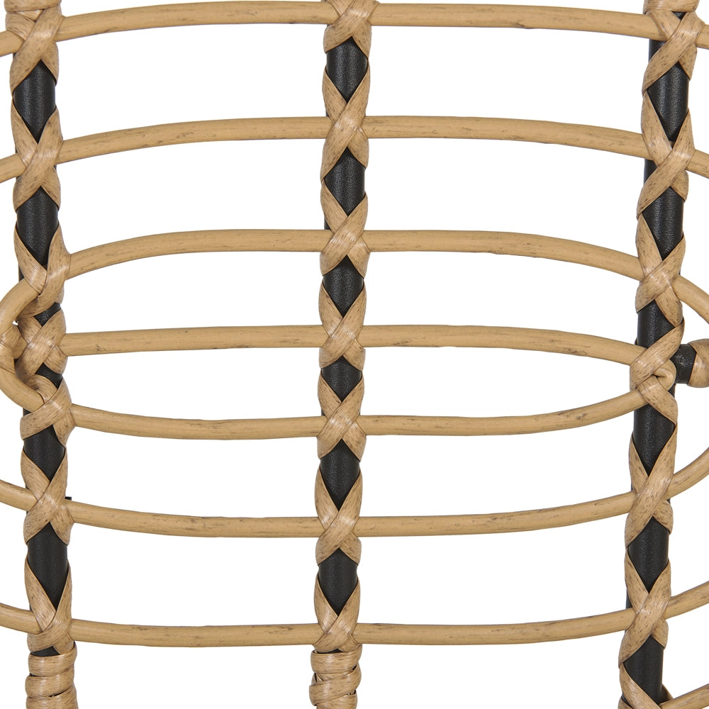 Set di 6 sedie in rattan con cuscino di seduta e poggia braccia naturale intrecciato interni ed esterni stile boho