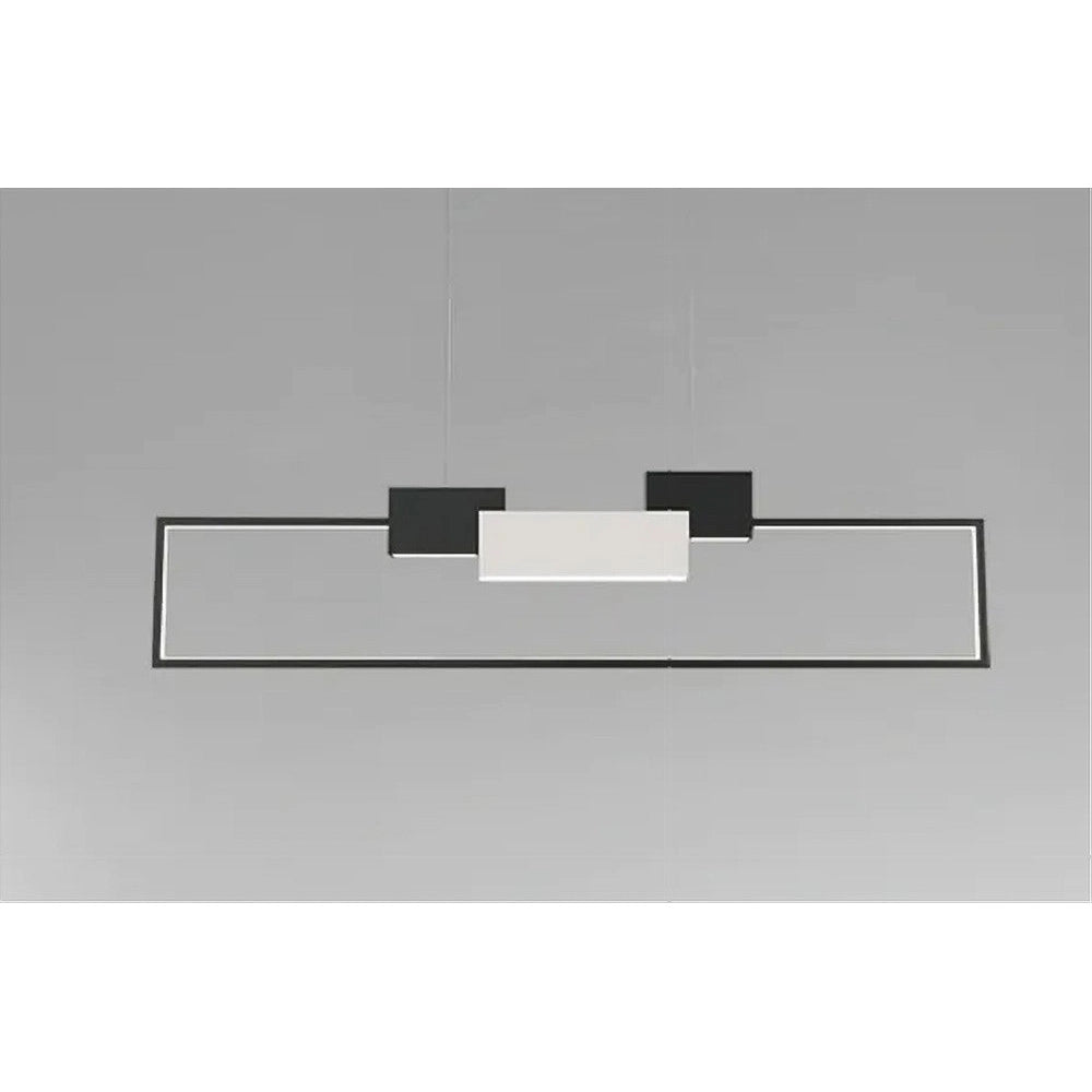 Trade Shop - Lampadario A Sospensione Led 36w Rettangolare Con Telecomando Design Moderno Nero 71585 -