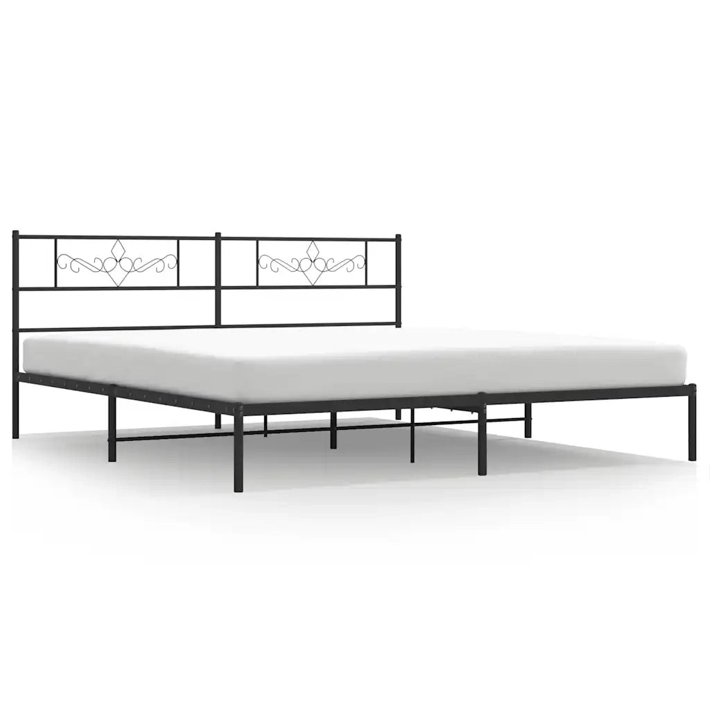 Giroletto con Testiera-Struttura Letto con testiera in Metallo Nero 193x203 cm 344913