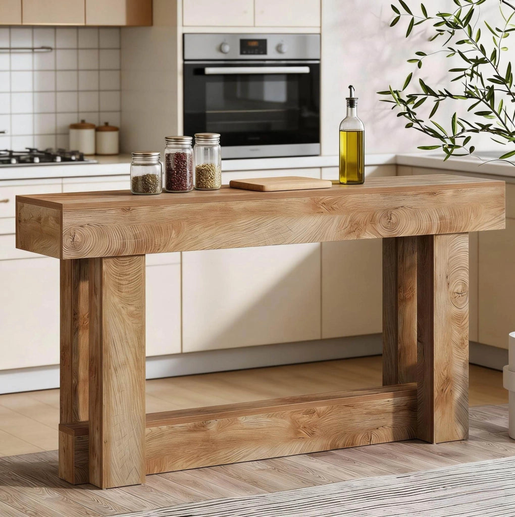 Tavolo consolle 160x30 cm marrone con ripiano inferiore