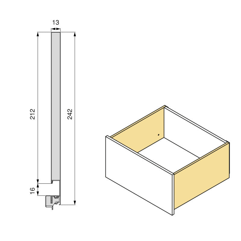 Kit di accessori divisori per interno cassetti Vertex-Concept, larghezza 600 mm, Alluminio e Tecnoplastica, Grigio ant..