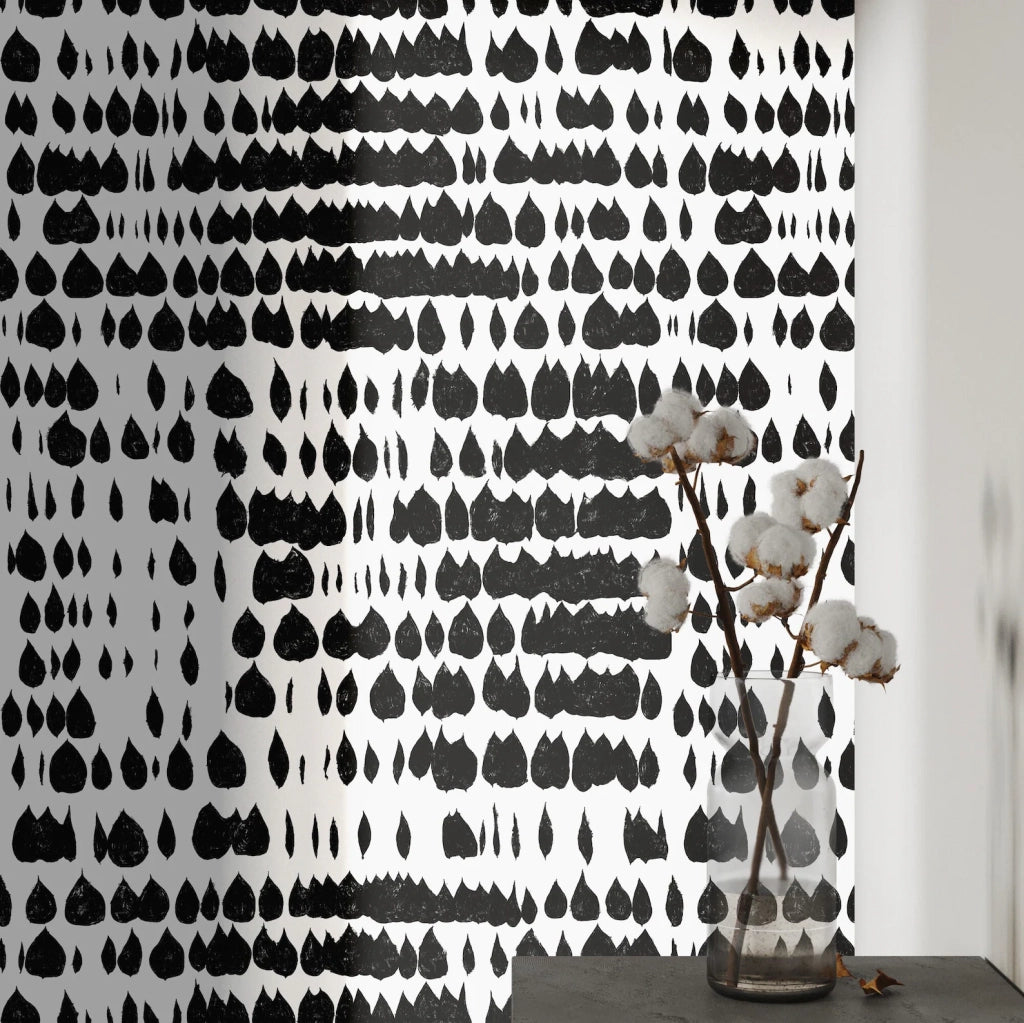 Carta da Parati Moderna Bianca e Nera in Stile Scandinavo Carta Vegana 250x200cm 5,5mq 