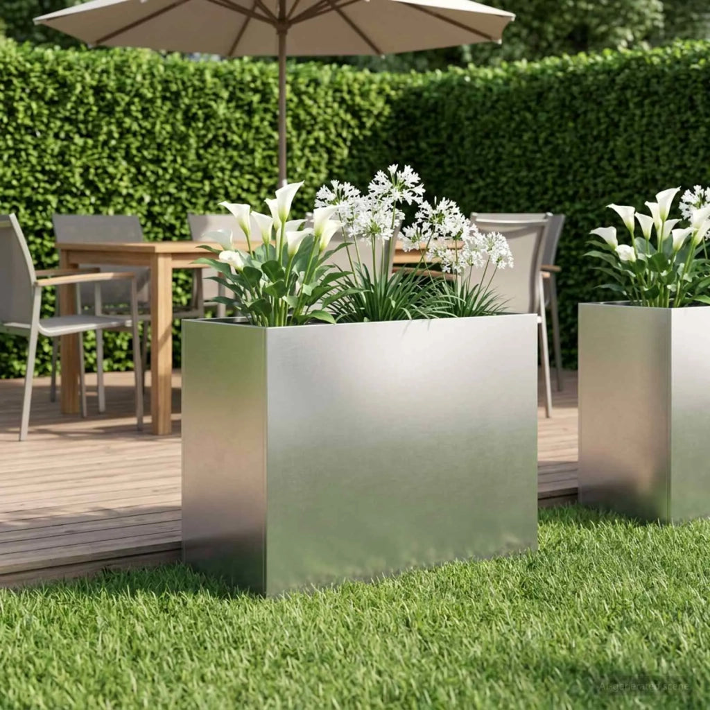 Vaso da giardino Argento 60 x 30 x 40 cm Acciaio Inox 8005562