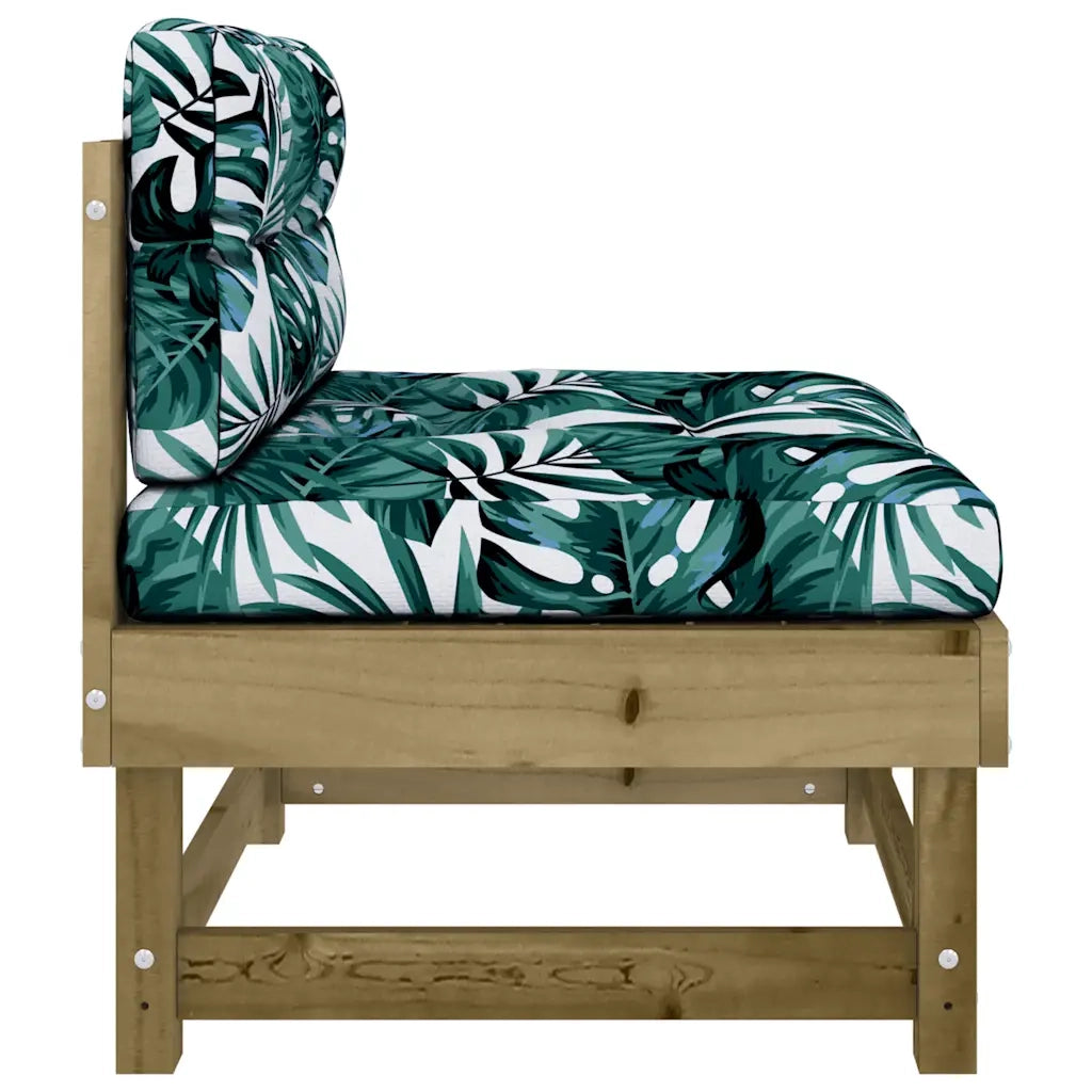Divano Centrale con Cuscini-Sofa Modulare-Divanetto in Legno Impregnato di Pino 330087