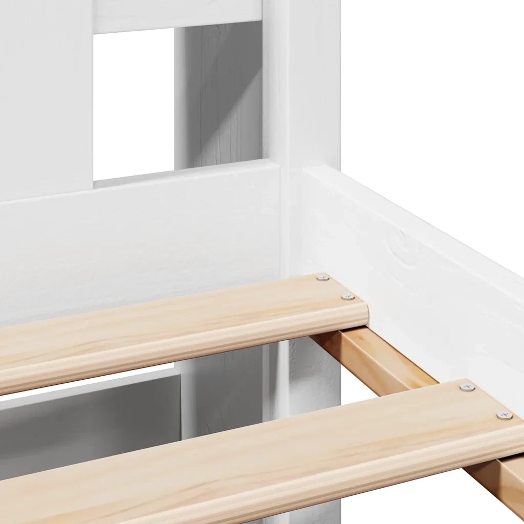 Letto Libreria senza Materasso Bianca 90x200 cm Legno di Pino 3322336