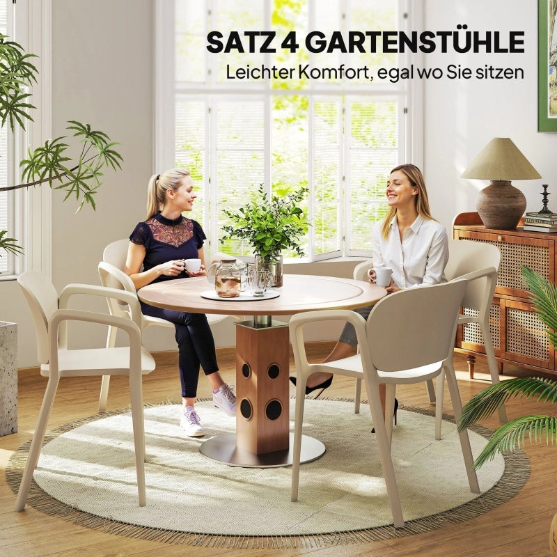SEDIA da giardino impilabile 60x56x75 cm Plastica Bianca Set da 4 pezzi