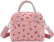 Cesta isolata per uomo e donna, 12L grande cesta refrigerata, scatola di picnic riutilizzabile, borse refrigeranti corduroy carine per lavoro, picnic, spiaggia e viaggi (12L, rosa lampona)
