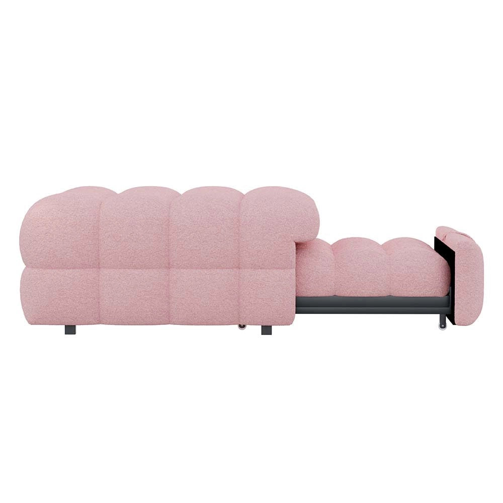 Pouf letto gigogne - Xylo - rosa, peluche, convertibile in letto
