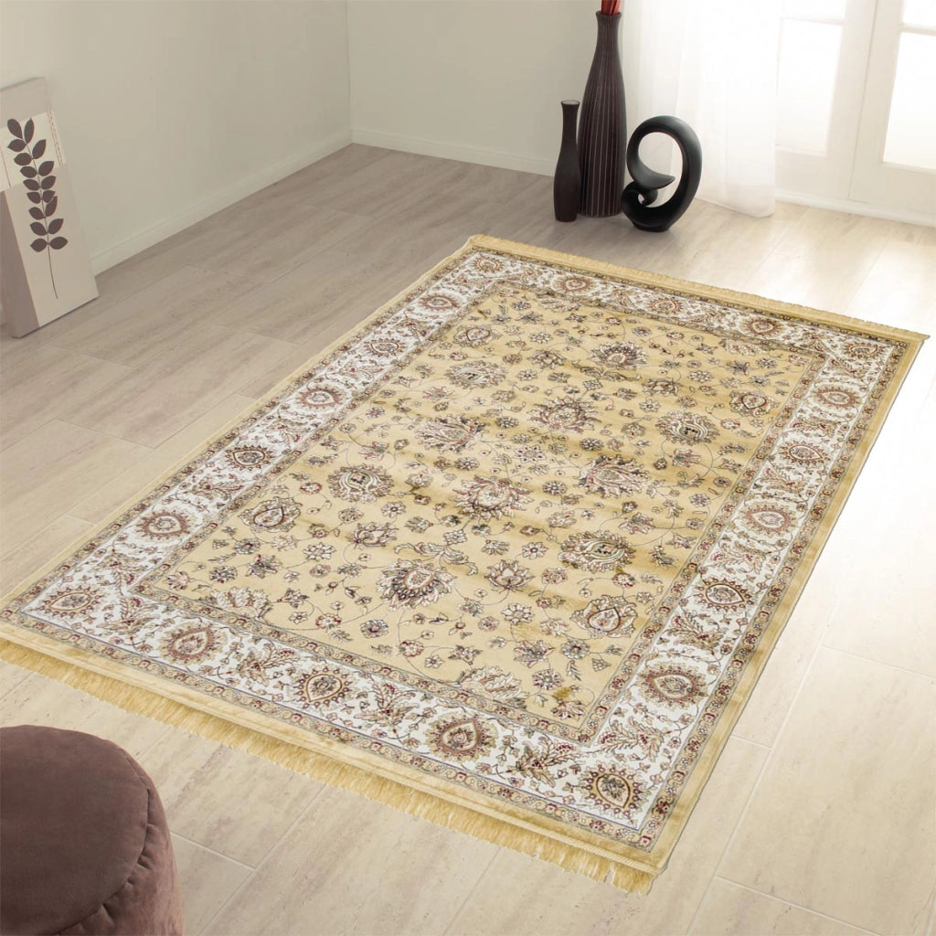Tappeto RUBINE 492 Ziegler ORO cm.200x290 disegno classico persiano stile orientale tradizionale. Tappeto salotto, soggiorno, camera da letto, ingresso, corridoio.