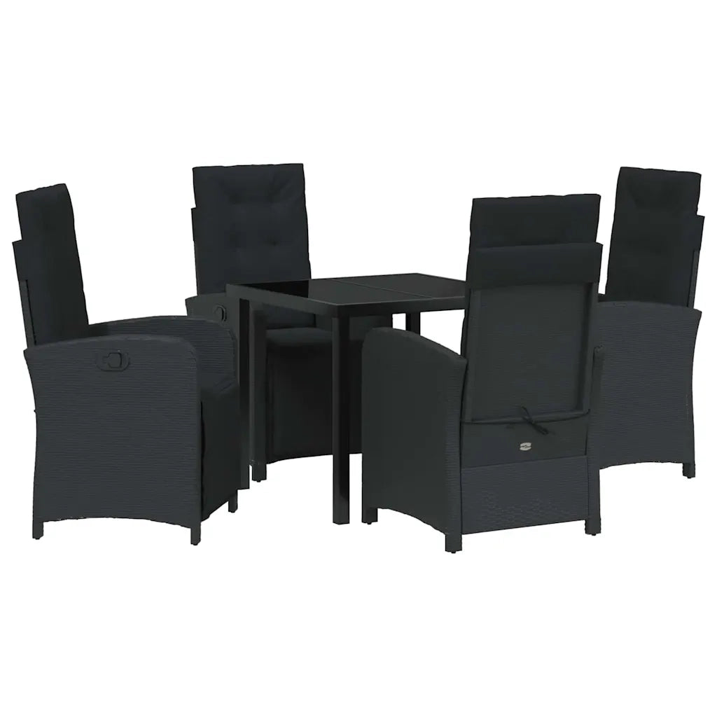 Set da Pranzo per Giardino con cuscino 5 pcs Nero polyrattan 3380310
