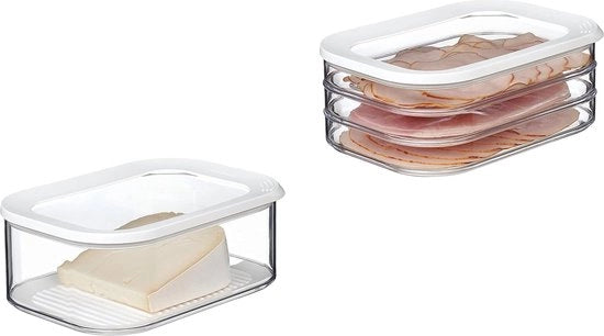 Set di conservazione a due cassetti per alimenti Modula - ideale per il contenimento di prodotti alimentari - lavastoviglie resistente, bianco