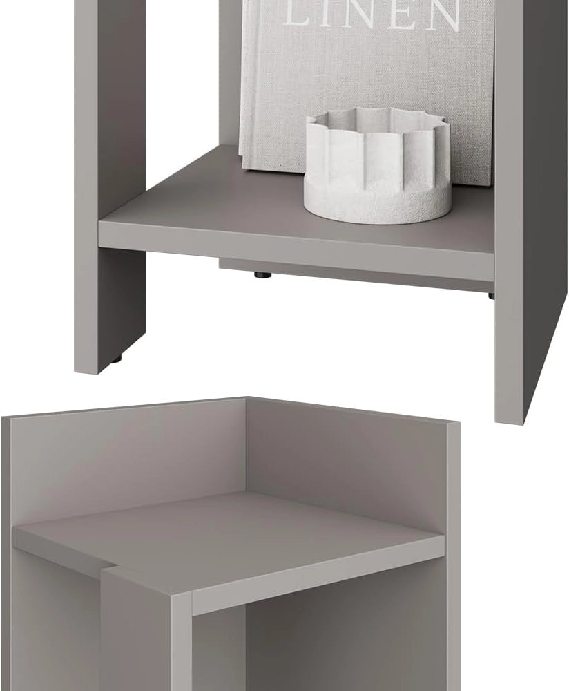Comodino Lenar, Grigio, 27 x 60 cm, adatto come piano d’appoggio in camera da letto, soggiorno o corridoio
