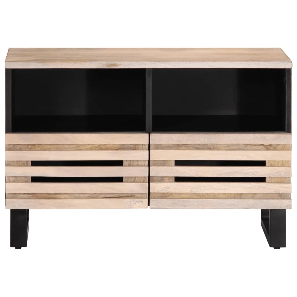 Mobile Porta TV Bianco 70x34x46 cm in Legno Massello di Mango 377444