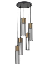 Lampada a sospensione Fobia industriale nera/oro 5xGU10 Sigma