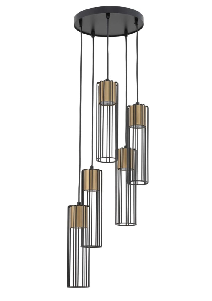 Lampada a sospensione Fobia industriale nera/oro 5xGU10 Sigma
