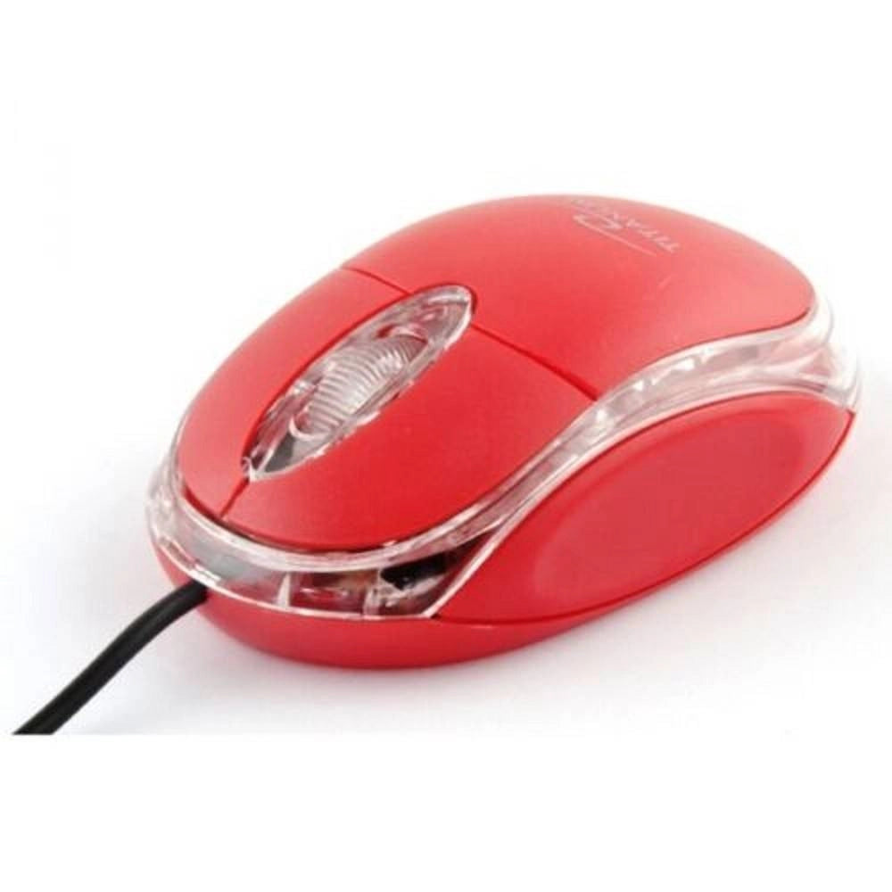 Trade Shop - Mouse Ottico Con Filo Usb 3.0 Con Led Rosso Compatto Pc Notebook Netbook -