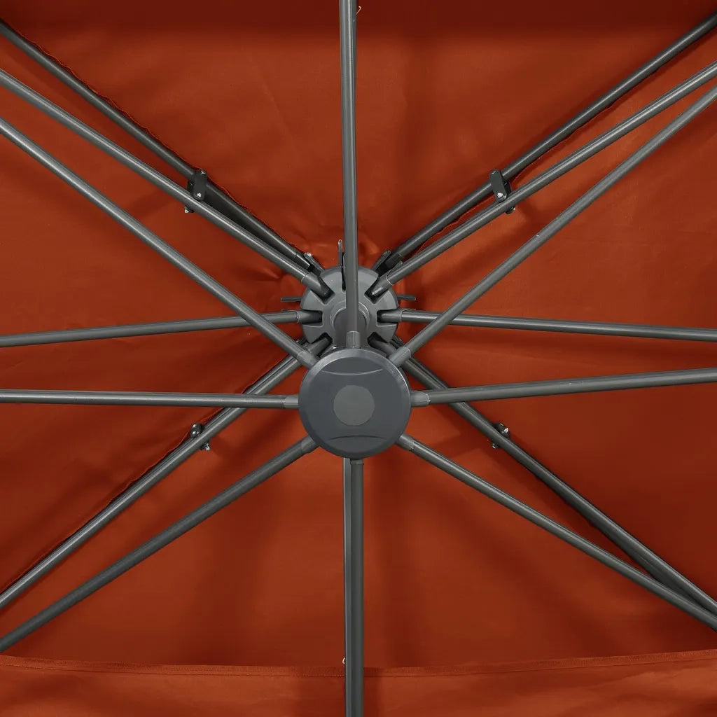 Ombrellone a Sbalzo con Doppia Copertura 400x300 cm Terracotta