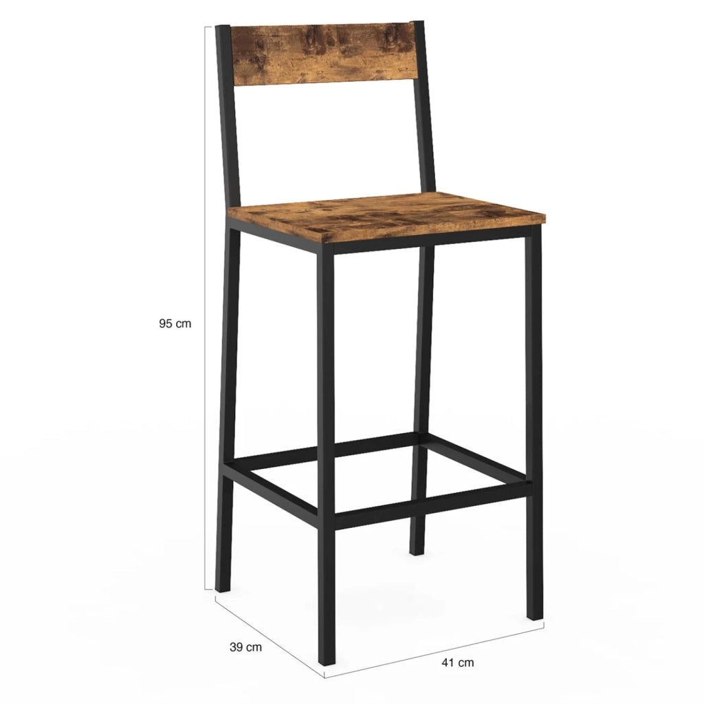 IDMarket - Lote de 4 taburetes de bar DAYTON con respaldo silla de cocina de diseño industrial