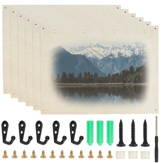 Set di appoggio per foto 6 pezzi 30 x 40 cm - Fotobordere in legno - Materiale di appoggio - Chiave inglese - Decorazione DIY - Design bianco - Fotobianco