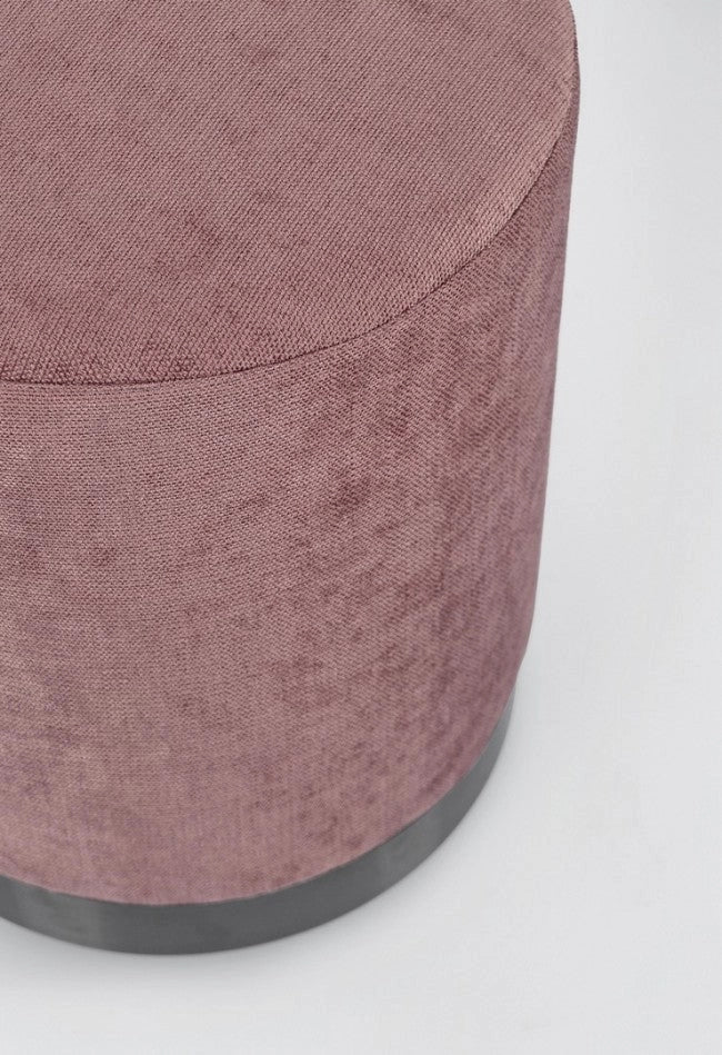 Pouf Ø 35x42 cm Ernestine in Tessuto Rosa