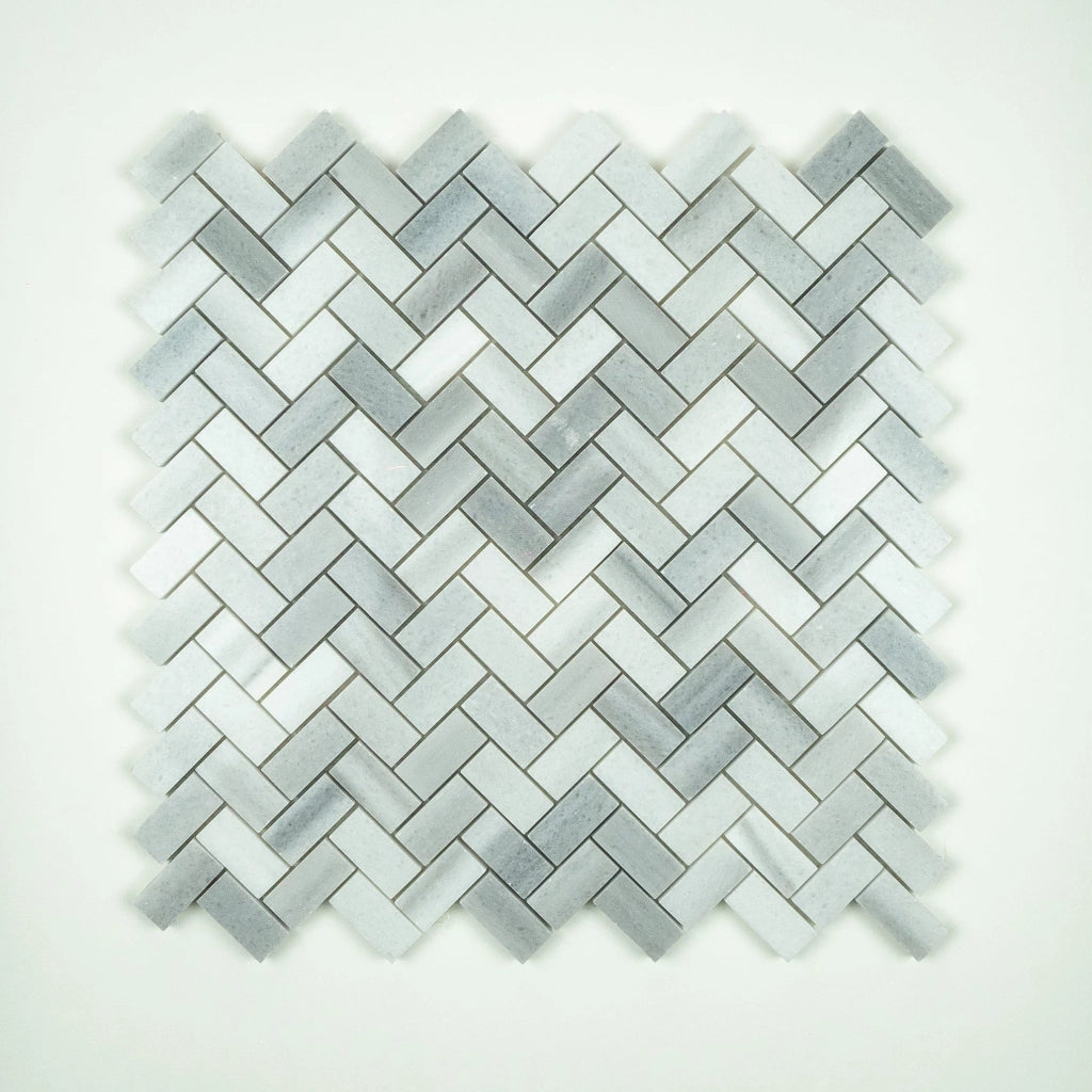 Mosaico in Marmo Bianco Marmara Lucido - Chevron 3,2X1,5X1CM