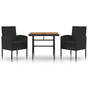 Set da Pranzo per Giardino 3 pz | Set Salotto da Giardino in Polyrattan Nero