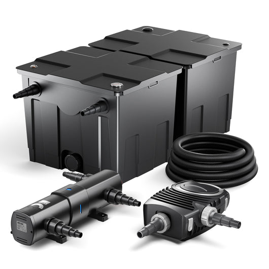 Set per laghetti fino a 60000l Filtro Chiarificatore UVC 36W Pompa 80W Tubo 25m