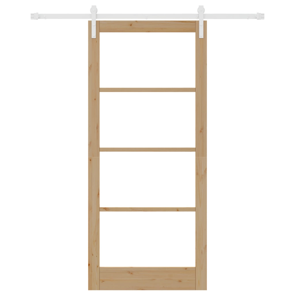 Porta Scorrevole  con Set di Ferramenta 'ORKDAL'Legno Massello e Vetro