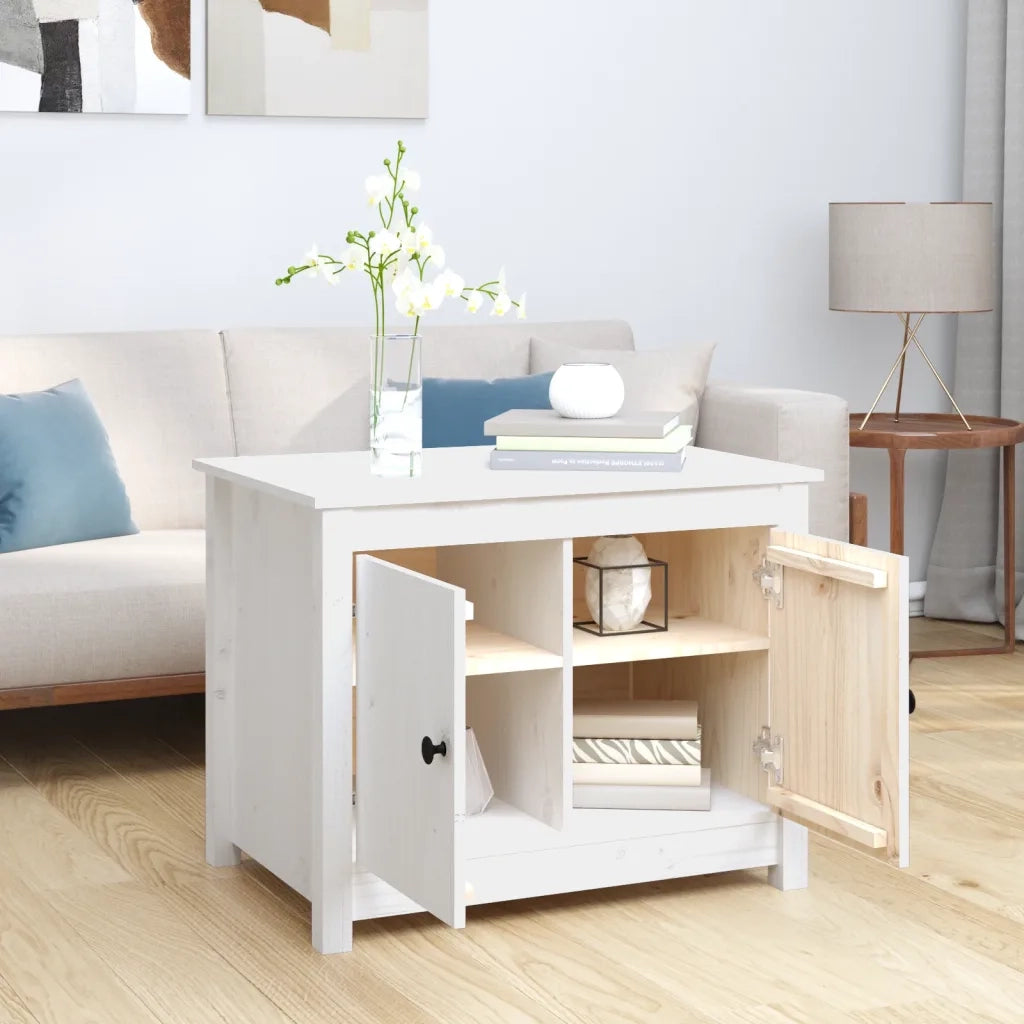 Tavolino da salotto | Tavolino da caff¨¨ | Tavolino da Soggiorno Bianco 71x49x55cm in Legno Massello di Pino