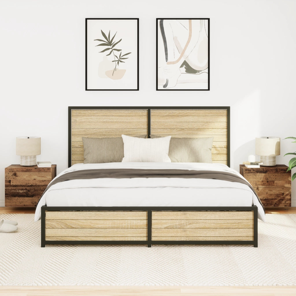 Comodini con luci LED 2 pz da appendere a muro in legno antico