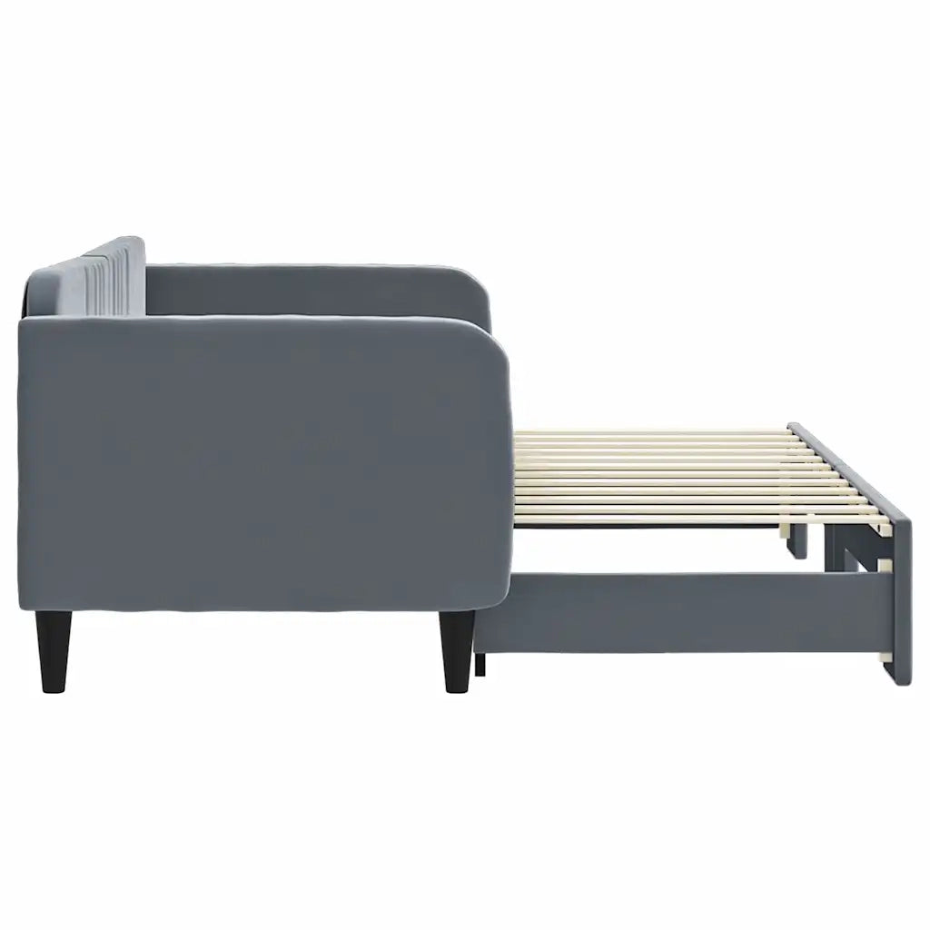 Divano Letto con Letto Estraibile Grigio Scuro 80x200cm Velluto 3197057