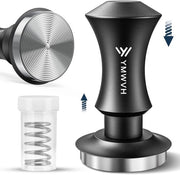 Tamper per caffè con base a rilievi 58,5 mm, tampone per caffè in acciaio inox con set di alette sostitutive 20 lbs/30 lbs - manico in alluminio anodizzato, tampone per caffè (diametro Ø 58,5 mm)
